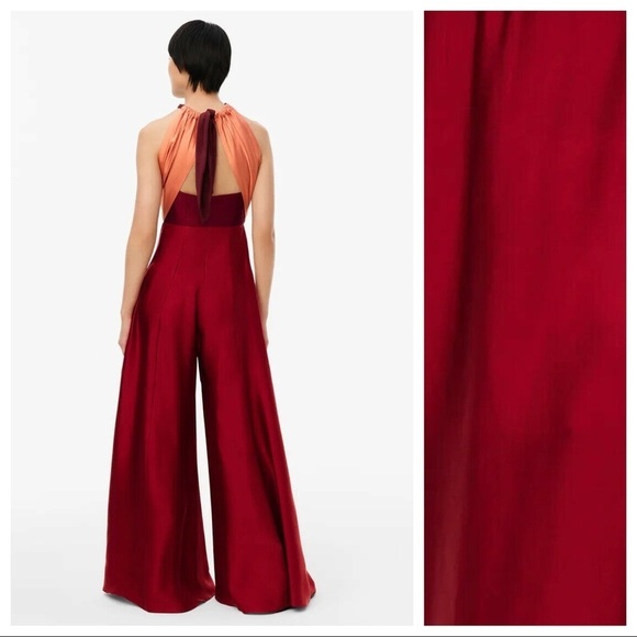NWT. Zara Limited Edition Raspberry Long Jumpsuit with Tie. Size S. - Picture 2 of 11